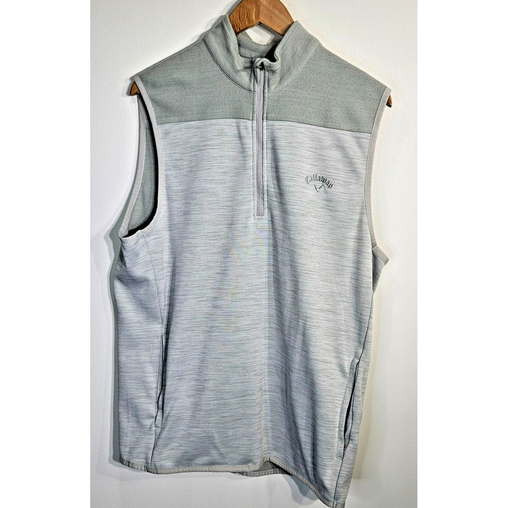 New Callaway Golf Men's Vest Weather Series Pullover Gray Black 1/4 Zip Sz Lg